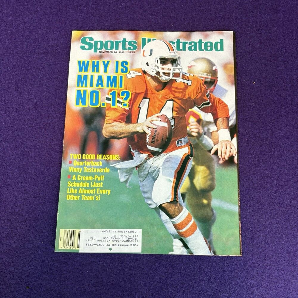Vinny Testaverde Miami Hurricanes 1986 Sports Illustrated Magazine Cover Vintage